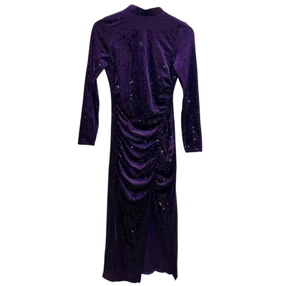 Zara Bloggers Favorite Festive Days Purple Velvet Sequin Open Back Dress NWT - Picture 11 of 15